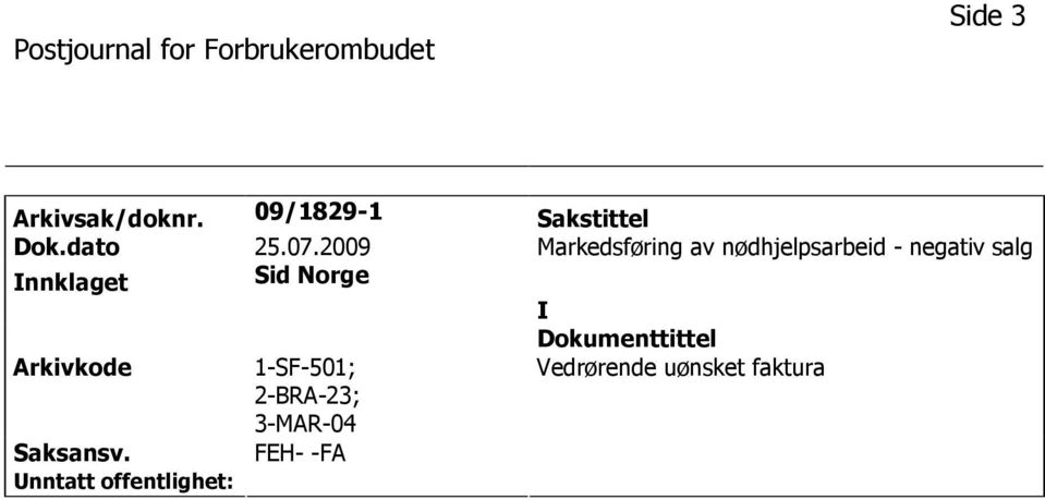 2009 Markedsføring av nødhjelpsarbeid - negativ