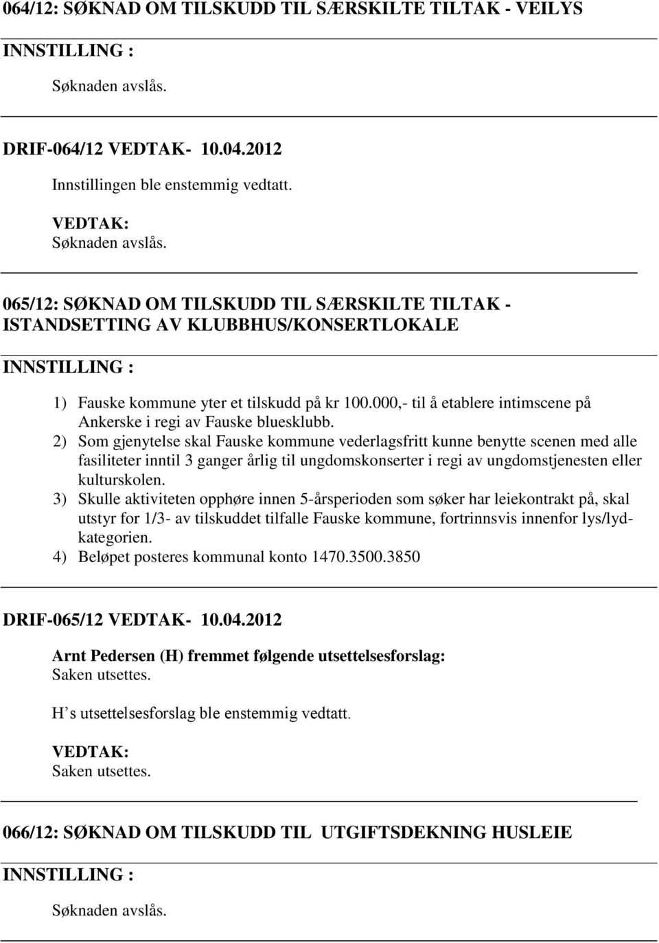 000,- til å etablere intimscene på Ankerske i regi av Fauske bluesklubb.