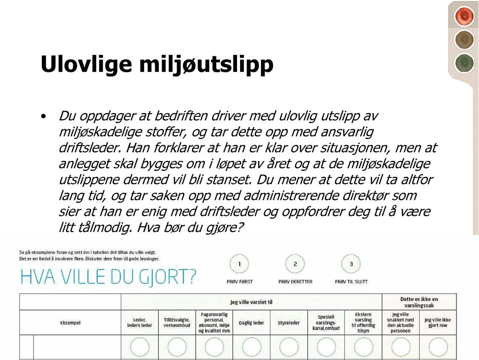 Han forklarer at han er klar over situasjonen, men at anlegget skal bygges om i løpet av året og at de miljøskadelige