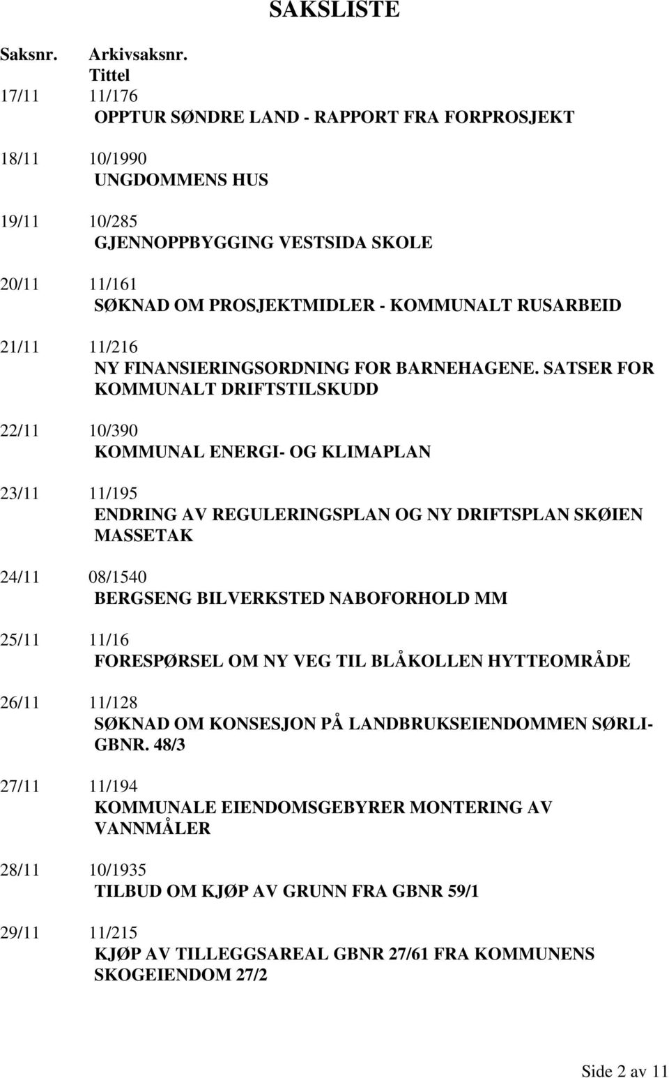 21/11 11/216 NY FINANSIERINGSORDNING FOR BARNEHAGENE.