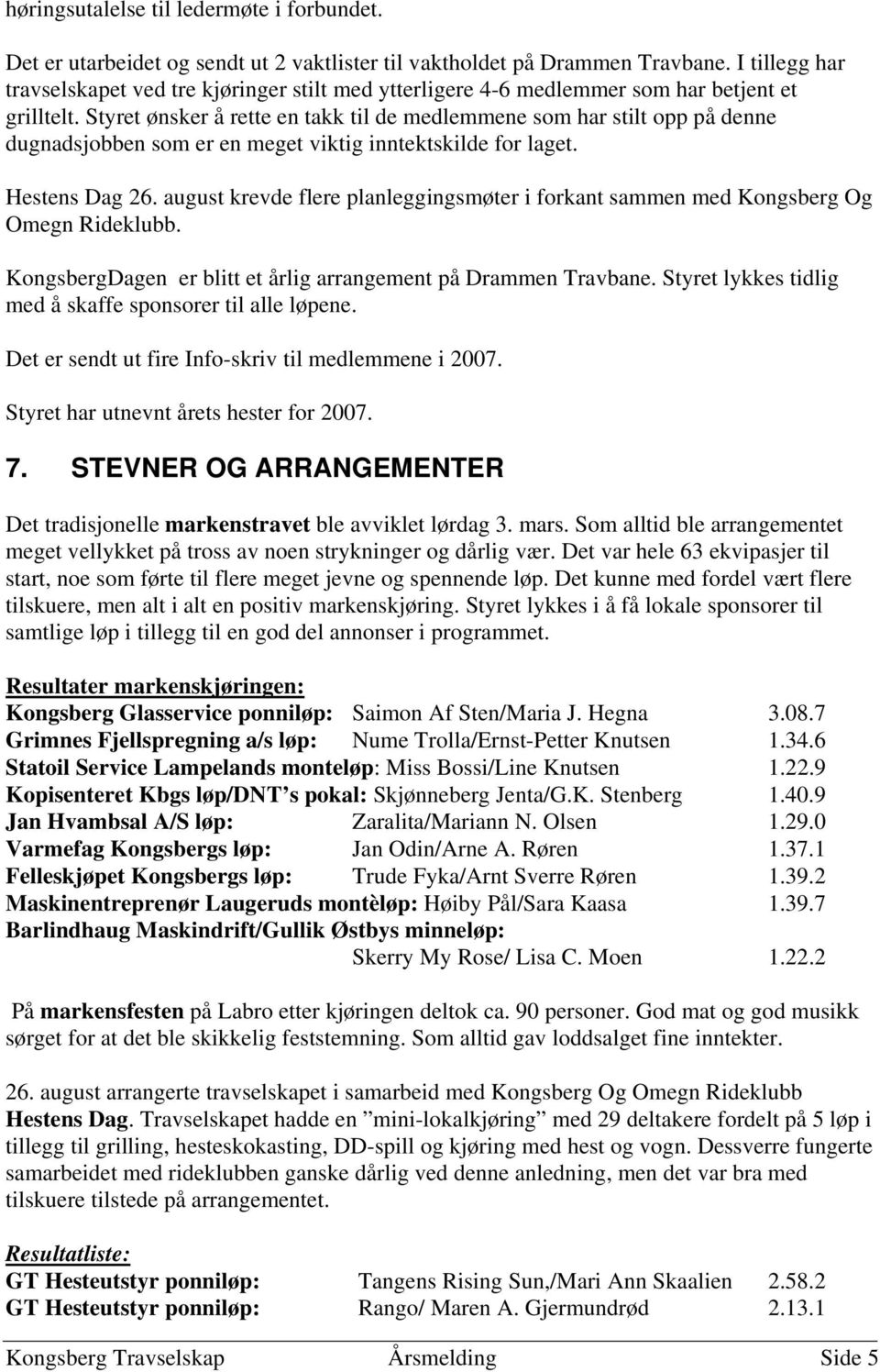 Styret ønsker å rette en takk til de medlemmene som har stilt opp på denne dugnadsjobben som er en meget viktig inntektskilde for laget. Hestens Dag 26.