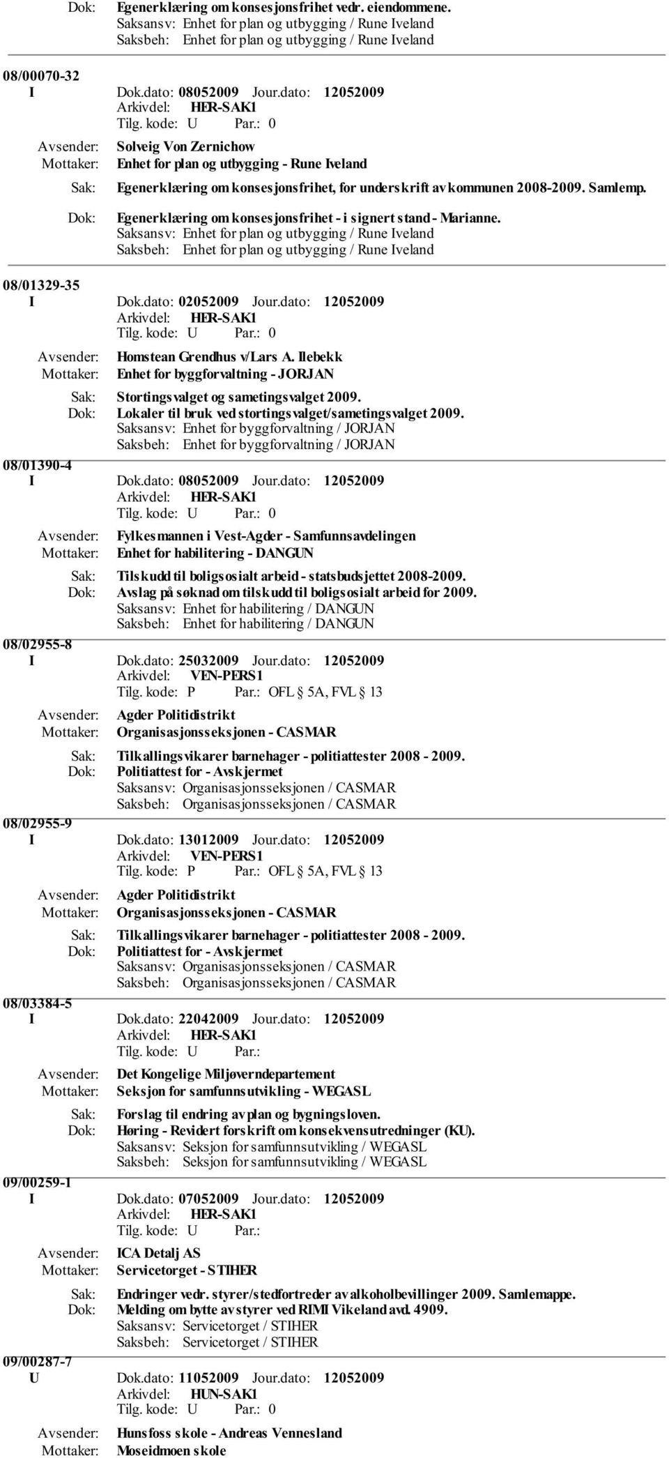 Egenerklæring om konsesjonsfrihet - i signert stand - Marianne. Saksansv: Enhet for plan og utbygging / Rune Iveland Saksbeh: Enhet for plan og utbygging / Rune Iveland 08/01329-35 I Dok.