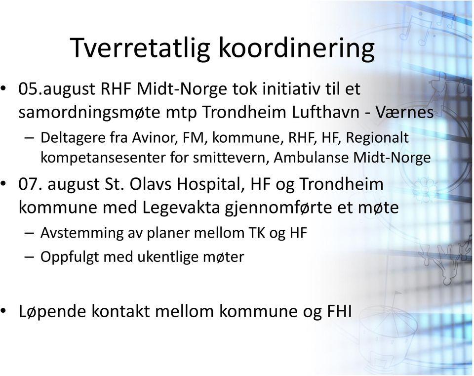 Avinor, FM, kommune, RHF, HF, Regionalt kompetansesenter for smittevern, Ambulanse Midt-Norge 07.