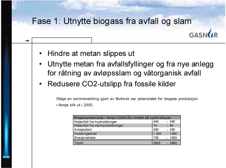 potensialet for biogass produksjon i Norge slik ut i 2005.