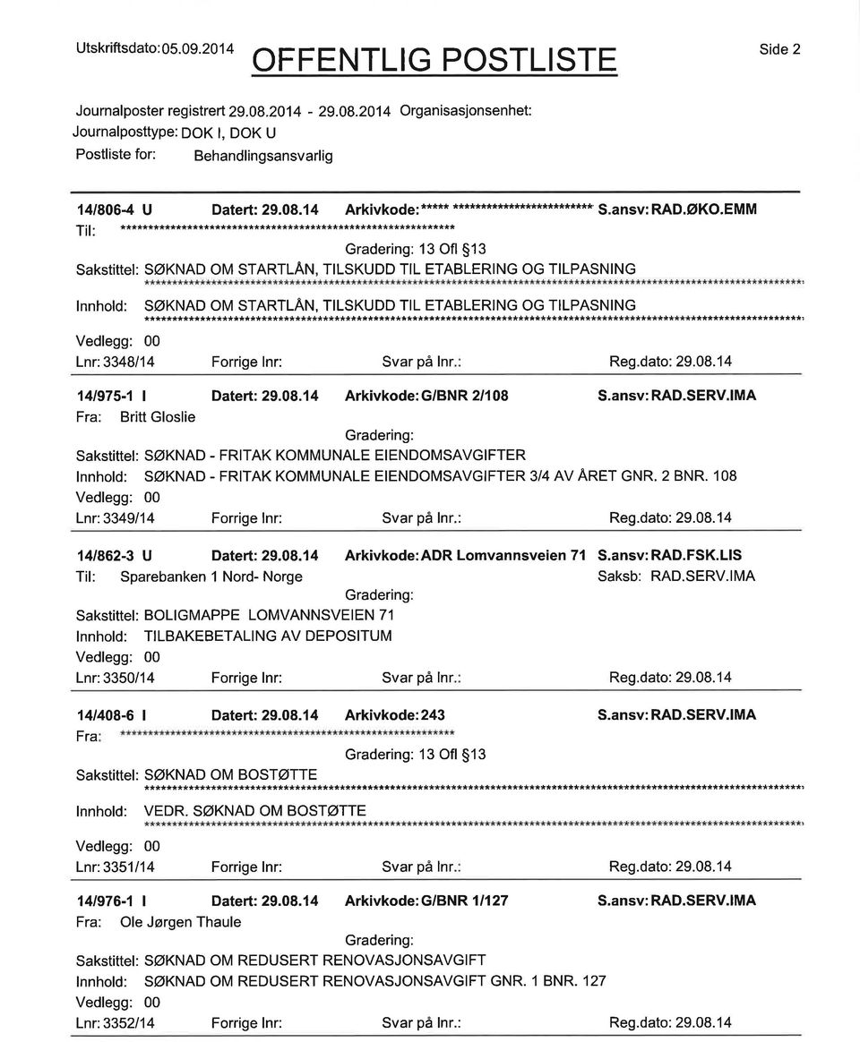 ETABLERING OG TILPASNING *********************************************************************************************************************+ Lnr:3348114 Forrige lnr: Svar på lnr 141975-1 I