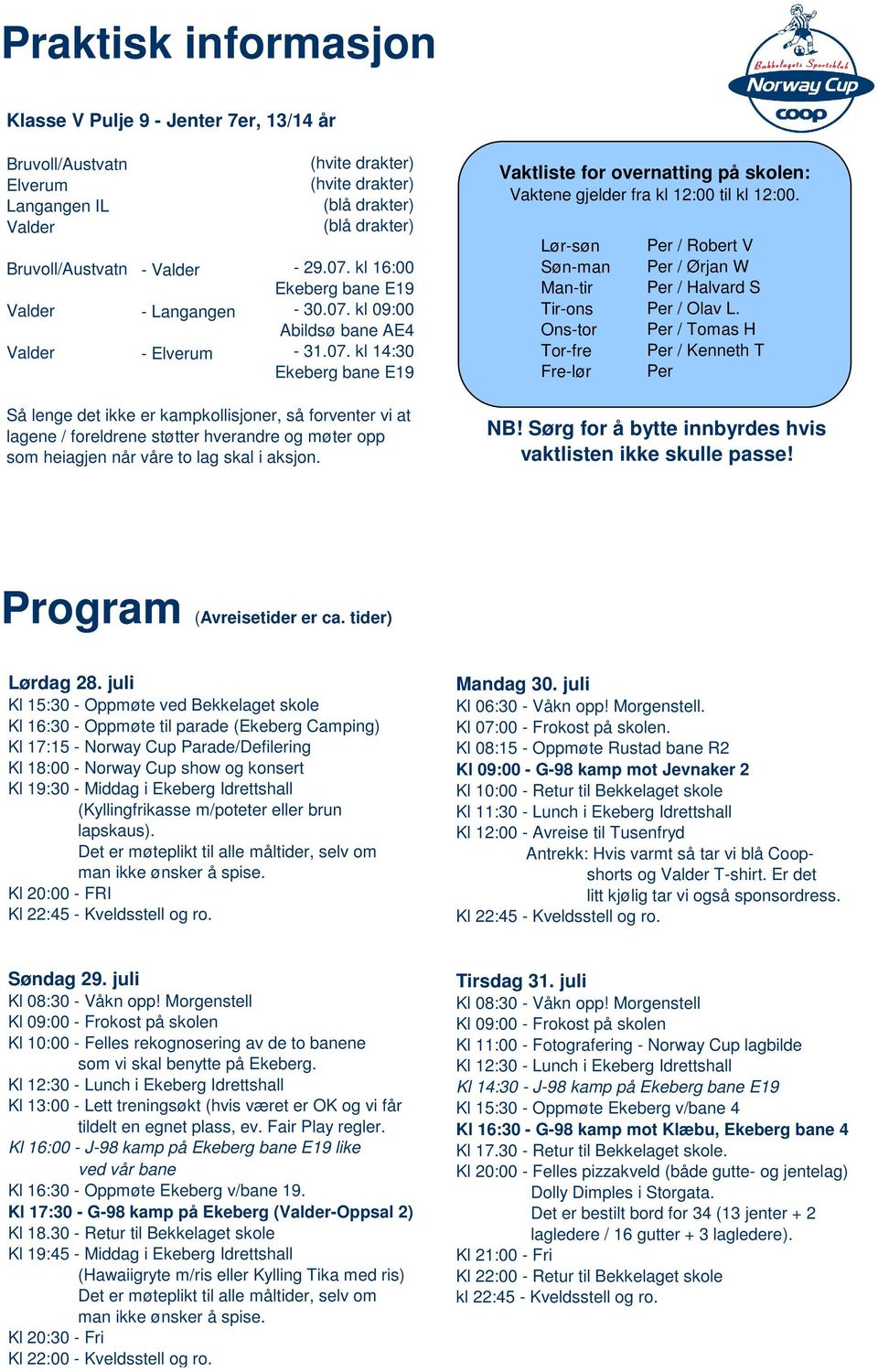 Lør-søn Søn-man Man-tir Tir-ons Ons-tor Tor-fre Fre-lør Per / Robert V Per / Ørjan W Per / Halvard S Per / Olav L.