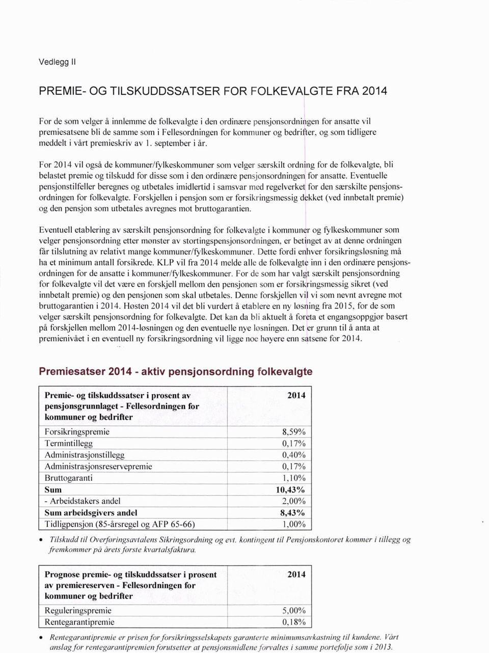 For 2014 vil også de kommuner/fylkeskommuner som velger særskilt ordning for de folkevalgte, bli belastet premie og tilskudd for disse som i den ordinære pensjonsordningen for ansatte.