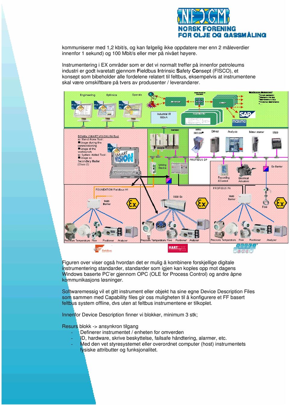 fordelene relatert til feltbus, eksempelvis at instrumentene skal være omskiftbare på tvers av produsenter / leverandører.