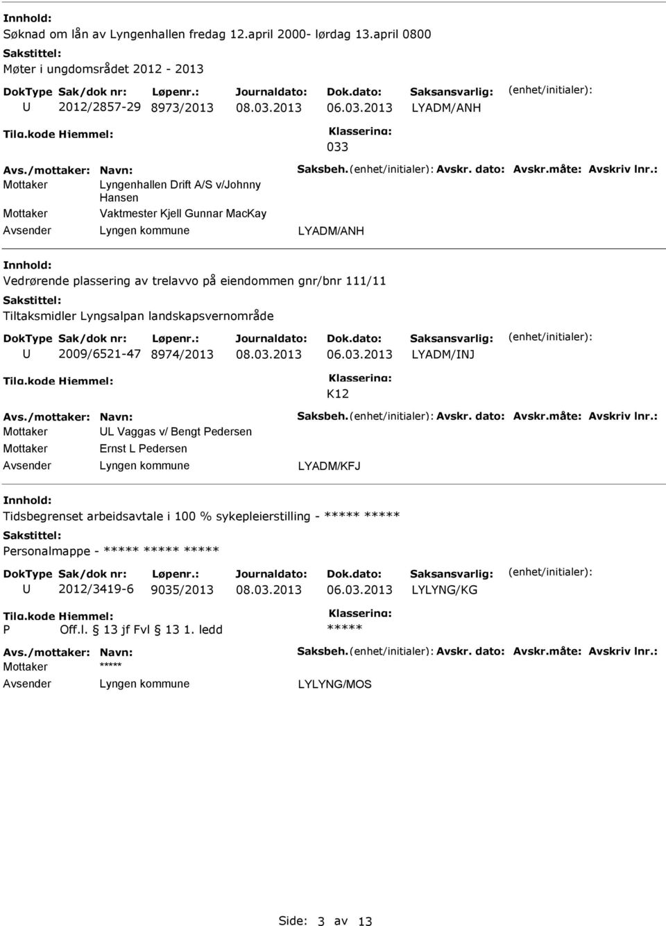 : Lyngenhallen Drift A/S v/johnny Hansen Vaktmester Kjell Gunnar MacKay Vedrørende plassering av trelavvo på eiendommen gnr/bnr 111/11 Tiltaksmidler Lyngsalpan