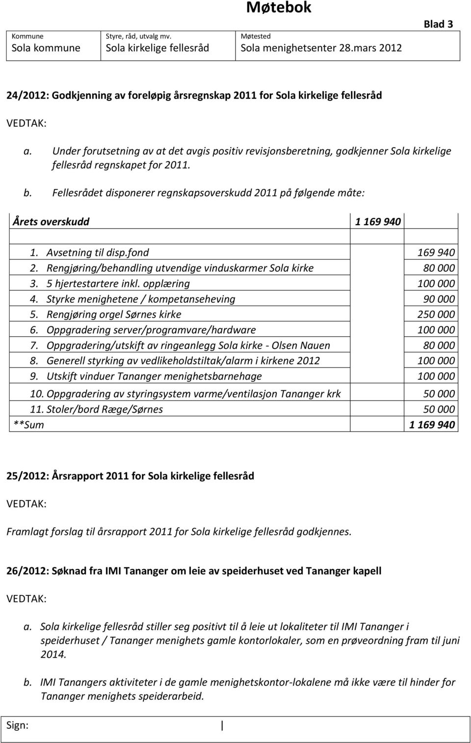 5 hjertestartere inkl. opplæring 100 000 4. Styrke menighetene / kompetanseheving 90 000 5. Rengjøring orgel Sørnes kirke 250 000 6. Oppgradering server/programvare/hardware 100 000 7.