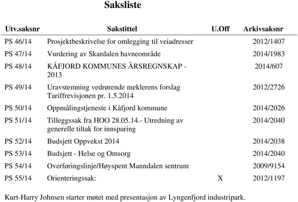 PS 49/14 Uravstemning vedrørende meklerens forslag Tariffrevisjonen pr. 1.5.