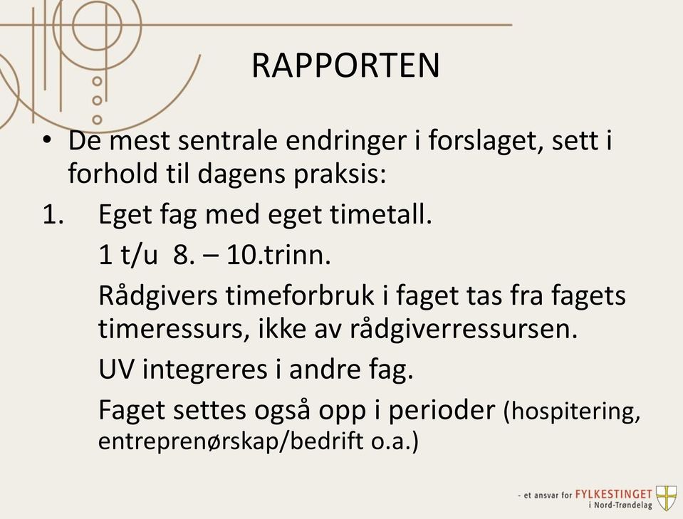 Rådgivers timeforbruk i faget tas fra fagets timeressurs, ikke av