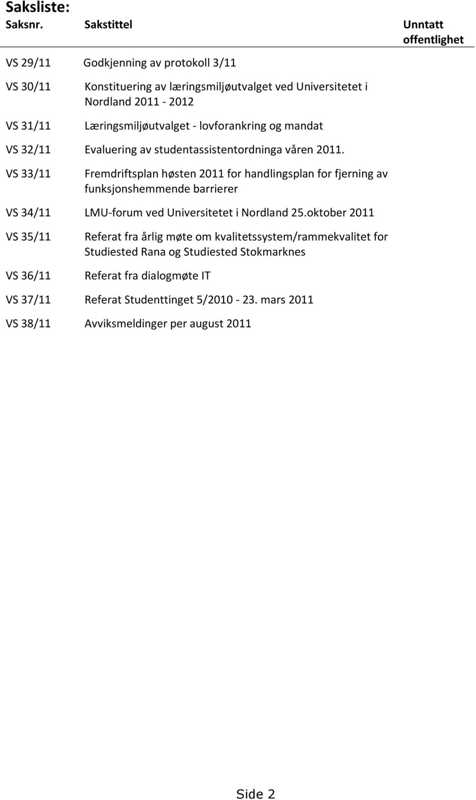 Læringsmiljøutvalget - lovforankring og mandat VS 32/11 Evaluering av studentassistentordninga våren 2011.