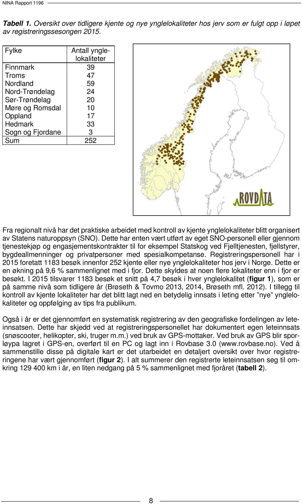 praktiske arbeidet med kontroll av kjente ynglelokaliteter blitt organisert av Statens naturoppsyn (SNO).