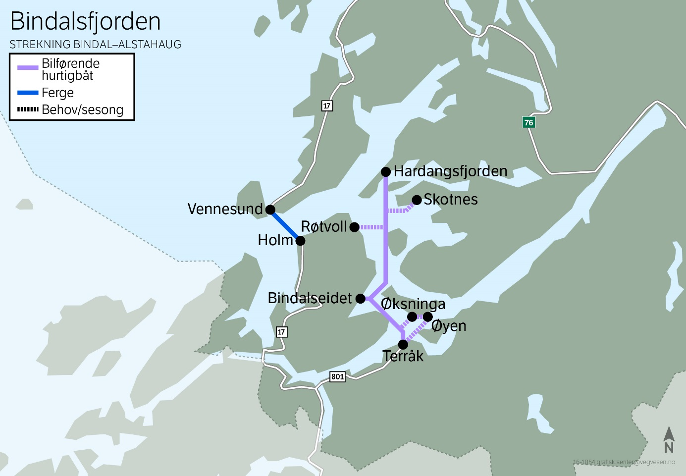 Figur 1 Framtidig struktur Bindalsfjorden. Bindal Sømna 1.