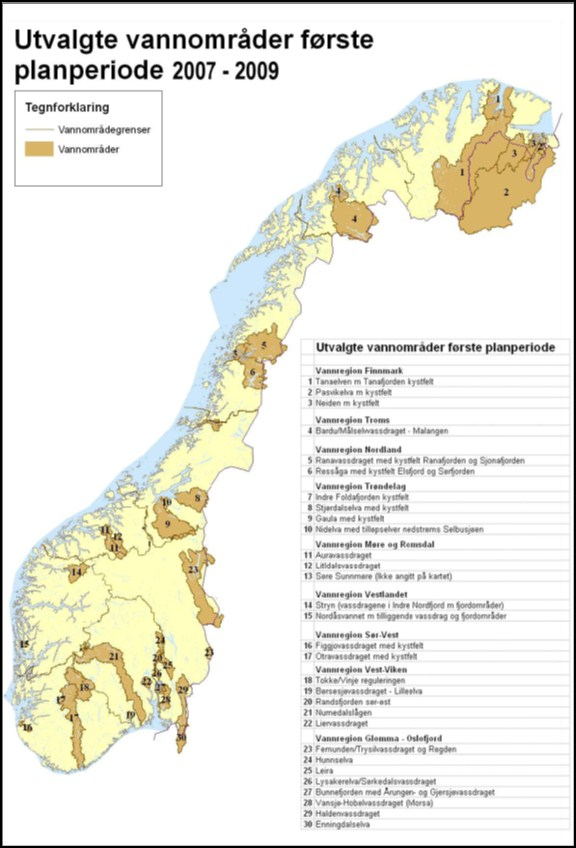 Forvaltningsplaner Godkjent juni 2010 9 planer for 29 vannområder Mål og planer skal legges til grunn for offentlig