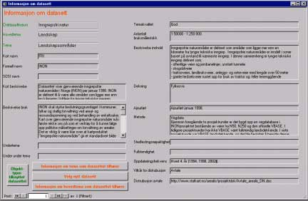 Figur 8. Oppslagshjelpskjema for datasett. Figur 9. Skjermbilde for redigering av overordnet informasjon om et datasett.