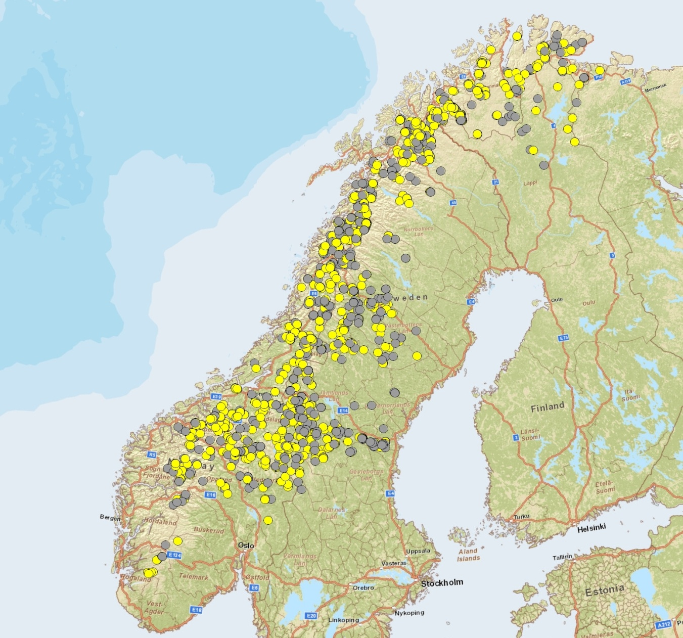2 Metodikk Totalt 1635 prøver fra Norge, Sverige og Finland ble levert inn til analyse (Figur 1).