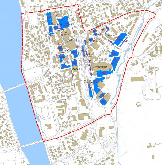 Kommunen har gjennom retningslinjene til kommunedelplan Verdal by, og gjennom vedtekter gitt spesifikke krav til parkeringsdekning.