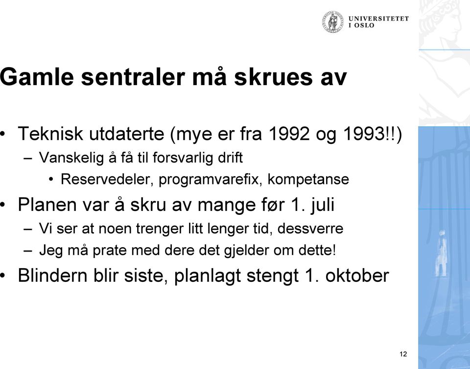 Planen var å skru av mange før 1.