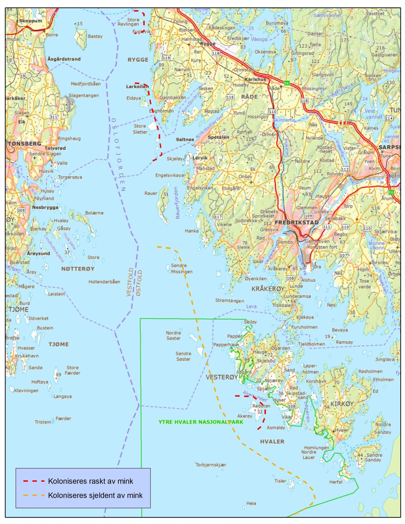 Figur 2-1 Kartskisse som viser øyer som antas