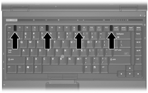 13. Sett på plass tastaturet. 14. Skyv på de fire tastaturutløserne for å låse tastaturet. 15.