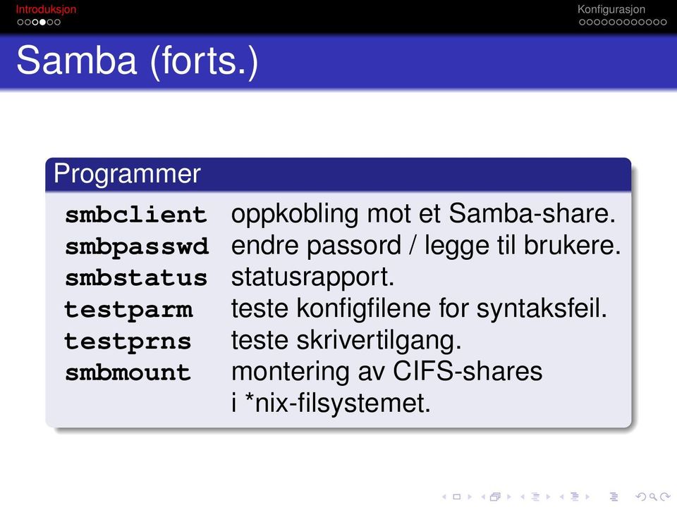 smbmount oppkobling mot et Samba-share.