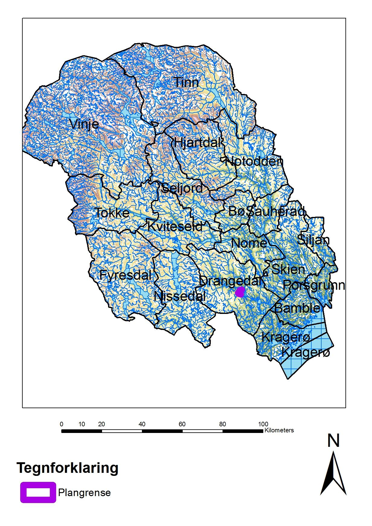 Området Planområdet befinner seg i Drangedal kommune, og den østre enden av området grenser til rundkjøringa langs Fylkesvei 38 sør for Prestestranda.