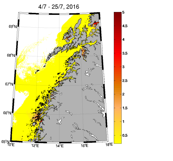 Oppsummert indikerte data fra varslingsstasjoner i Nord-Trøndelag et varierende nivå av lakselus på sjøørret under første periode, med en påfølgende sannsynlig moderat negativ effekt på utvandrende