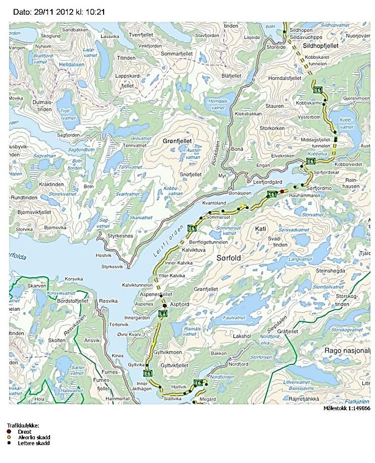 5 Målsetting 5.1 Framkommelighet KVU E6 Mørsvikbotn Ballangen drøfter transportmessige behov og mål i aksene Fauske Lødingen og Fauske Narvik.