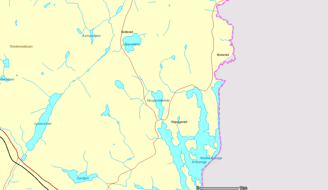 4.3 Østfold I Østfold følges de to innsjøene Hauganetjern og Brønntjern (se Figur 9), som drenerer til Iddefjorden via Enningdalselven.