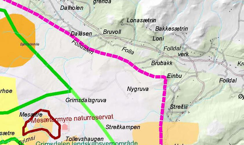 Vurdering Det er etablerte stier i terrenget som er planlagt merket, og det er lagt opp til diskret markering ved stideler og på mindre synlige partier.