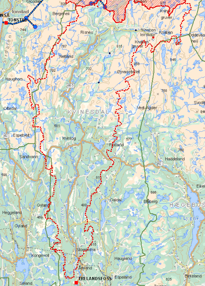 Figur 1 Naturlig nedbørfelt til Rafossen Figur 2 Uregulert nedbørfelt til Rafossen Tabell 1 Nedbørfeltparametere NAVN Areal Innsjø Innsjø Skog Skog Minste Høyde Midlere Høyde Max Høyde km² km² % km²