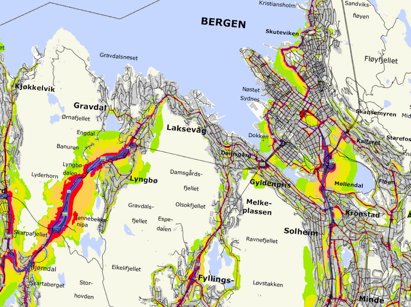 Strategisk støykartlegging Støy fra vegtrafikk i Bergen kommune