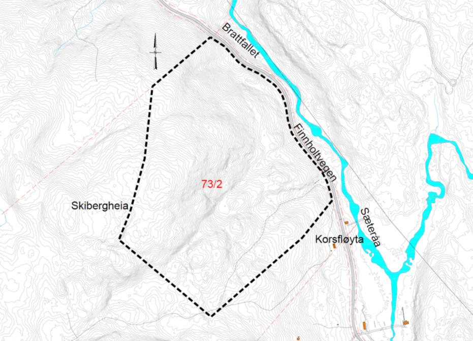 2 Om analyseobjektet 2.1 BESKRIVELSE AV ANALYSEOMRÅDET Planområdet ligger på Øvre Sæter ved Korsfløyta i Finnholt, Sør-Odal kommune. Eiendommen ligger i Skibergheia på vestsiden av Finnholtvegen.