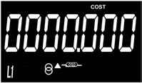 4.7.8. Energikostnad NB: Vises kun hvis visning av effektivitetsfaktorer er valgt. Dette er startskjermen for å angi kostnaden per kwh. Et langt trykk på tasten viser verdien som skal konfigureres.