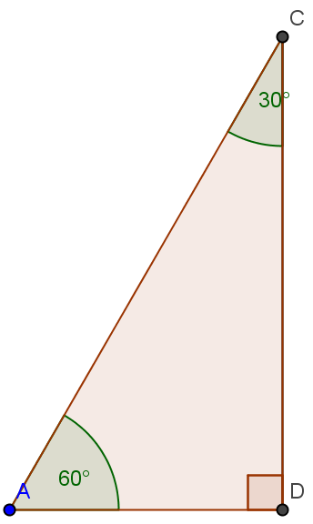 NIVÅ C Vi har følgende regel: I en 30-60-90⁰-trekant er lengden av den korteste kateten halvparten av lengden til hypotenusen; - lengden av hypotenusen er det dobbelte av lengden til den korteste