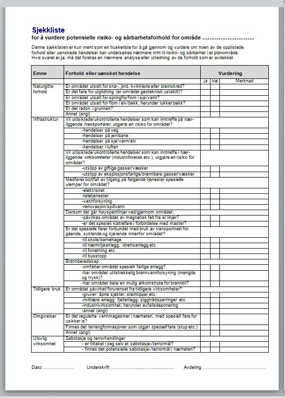 Sjekkliste For å vurdere potensielle