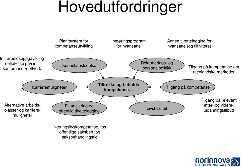 konferanser/nettverk Kunnskapsledelse Rekrutterings- og personalpolitikk Tilgang på kompetanse om utenlandske markeder Karrieremuligheter Tiltrekke