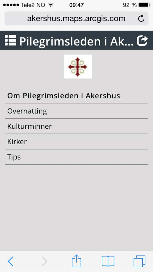 Akershus fylkeskommunes KULTURMINNEVERN 2015-2016 7 Nettapplikasjonen gir brukerne av Pilegrimsleden
