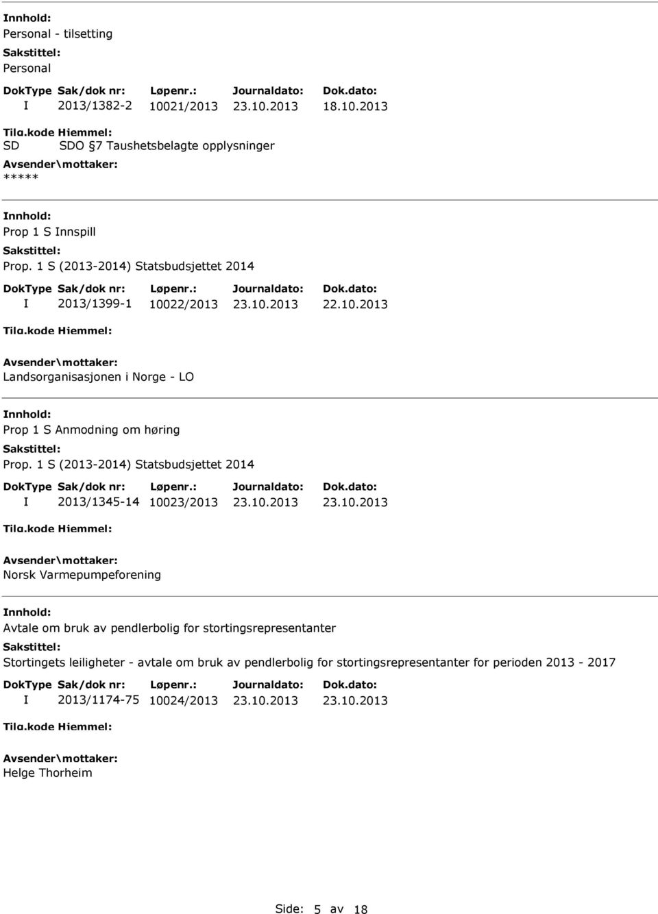 2013 O 7 Taushetsbelagte opplysninger ***** nnhold: Prop 1 S nnspill 2013/1399-1 10022/2013 Landsorganisasjonen i Norge