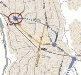 Mellom ny rundkjøring i Sørkedalsveien og Hovseterkrysset er det beregnet ca. 17 prosent trafikkvekst.