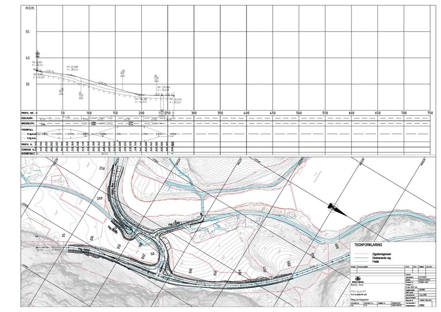 Plan og profiltegning rv 13