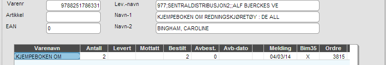 Page 12 of 18 Da får bestillingen endret status med dato for når endringen skjedde: Leverandørbestillingen bør også slettes, og leverandøren må få beskjed, slik at de sletter ordren på sin side.