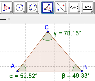c Flytt på punktene A, B og C. Hva ser du? Kan du flytte på hjørnene i trekanten slik at ikke alle trekantsidene berører sirkelen? Oppgave 27 a Tegn en vilkårlig trekant ABC.
