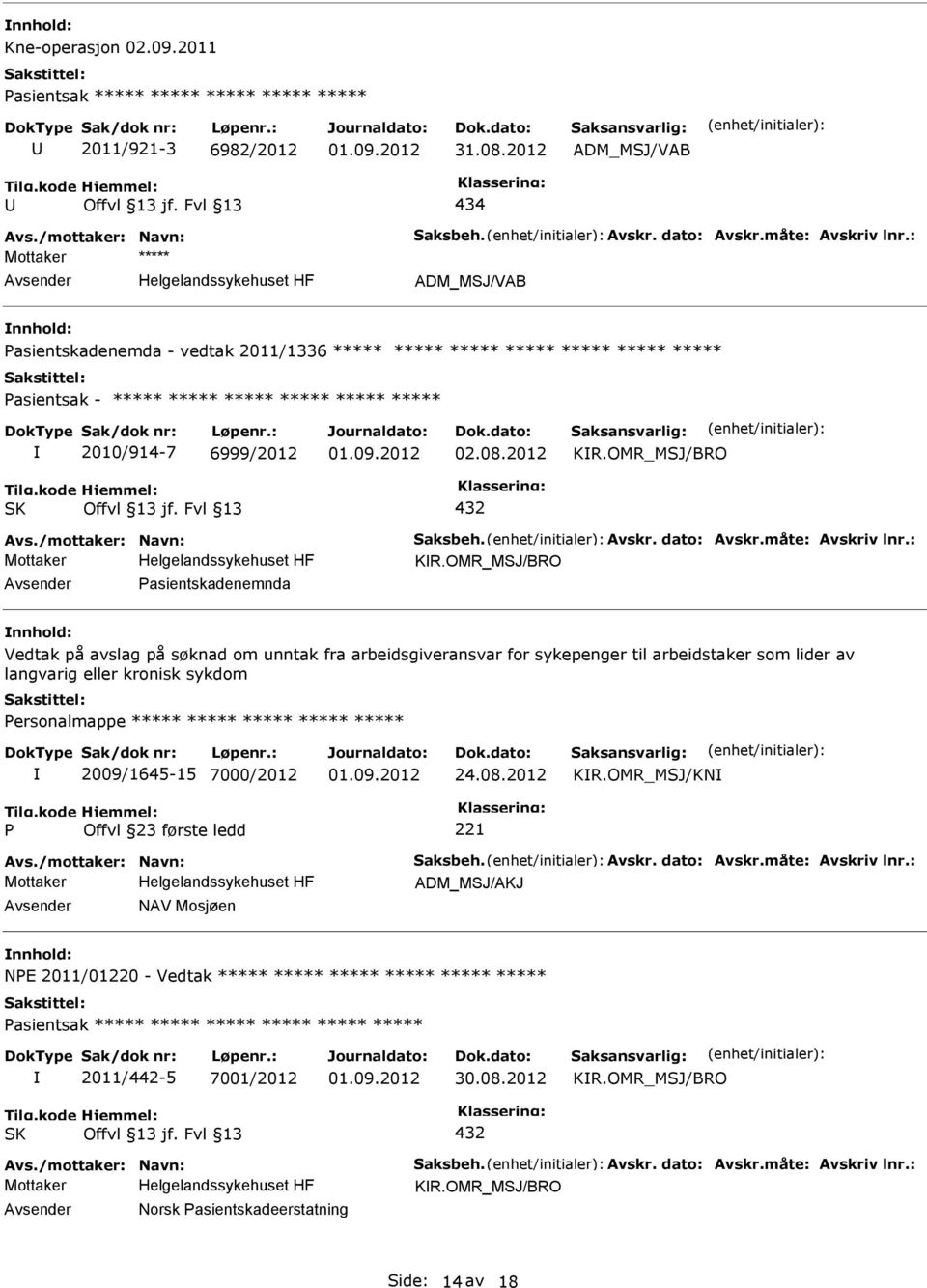 08.2012 KR.OMR_MSJ/BRO 432 Avs./mottaker: Navn: Saksbeh. Avskr. dato: Avskr.måte: Avskriv lnr.: KR.