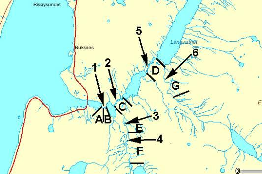 Fiskeribiologiske undersøkelser i Buksnesvassdraget, Andøy Rapport 2010-04 Innledning Buksnesvassdraget har et nedslagsfelt på ca. 40 km 2, og munner ut innerst i Buksnesfjorden ca.