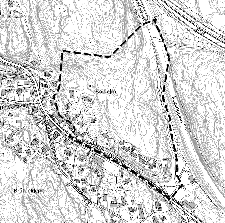 Side 3 1 Innledning Viktoria Hus AS planlegger et nytt boligområde «Solheim» i Langangen i Porsgrunn kommune. Foreløpig planområdet er vist i figur 1 nedenfor.