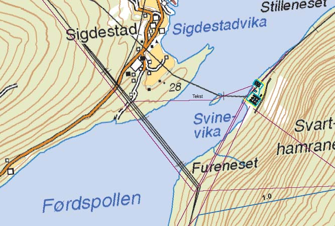 Kart 6. Alternativ F: Svinevika 5.6.1 Reiseliv Stasjonsalternativet vil ifølge Statnett bli synlig fra fjorden og vil dermed kunne ha en negativ effekt på den fjordbaserte turismen i området.