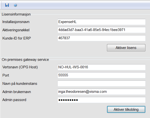 VismaUpdate starter automatisk etter installasjonen og må fullføre. Åpne loggfilen for å finne info om «host name» og «port».